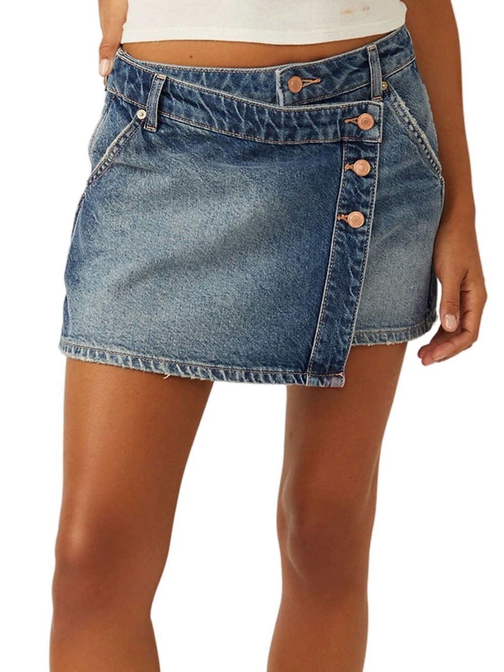 Wynne We The Free Free People Blue Denim Mini Skirt